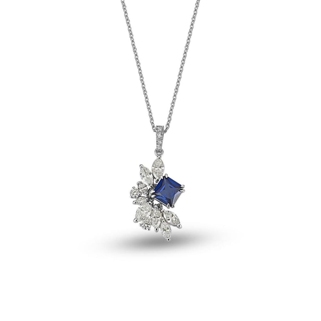 Diamond Sapphire Necklace - Jewelry